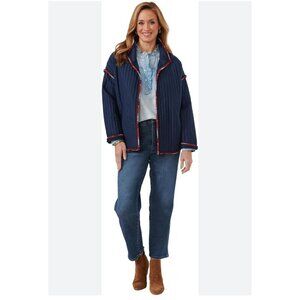 Democracy Womens Long Sleeve Quilted Jacket Midnight Blue Size M